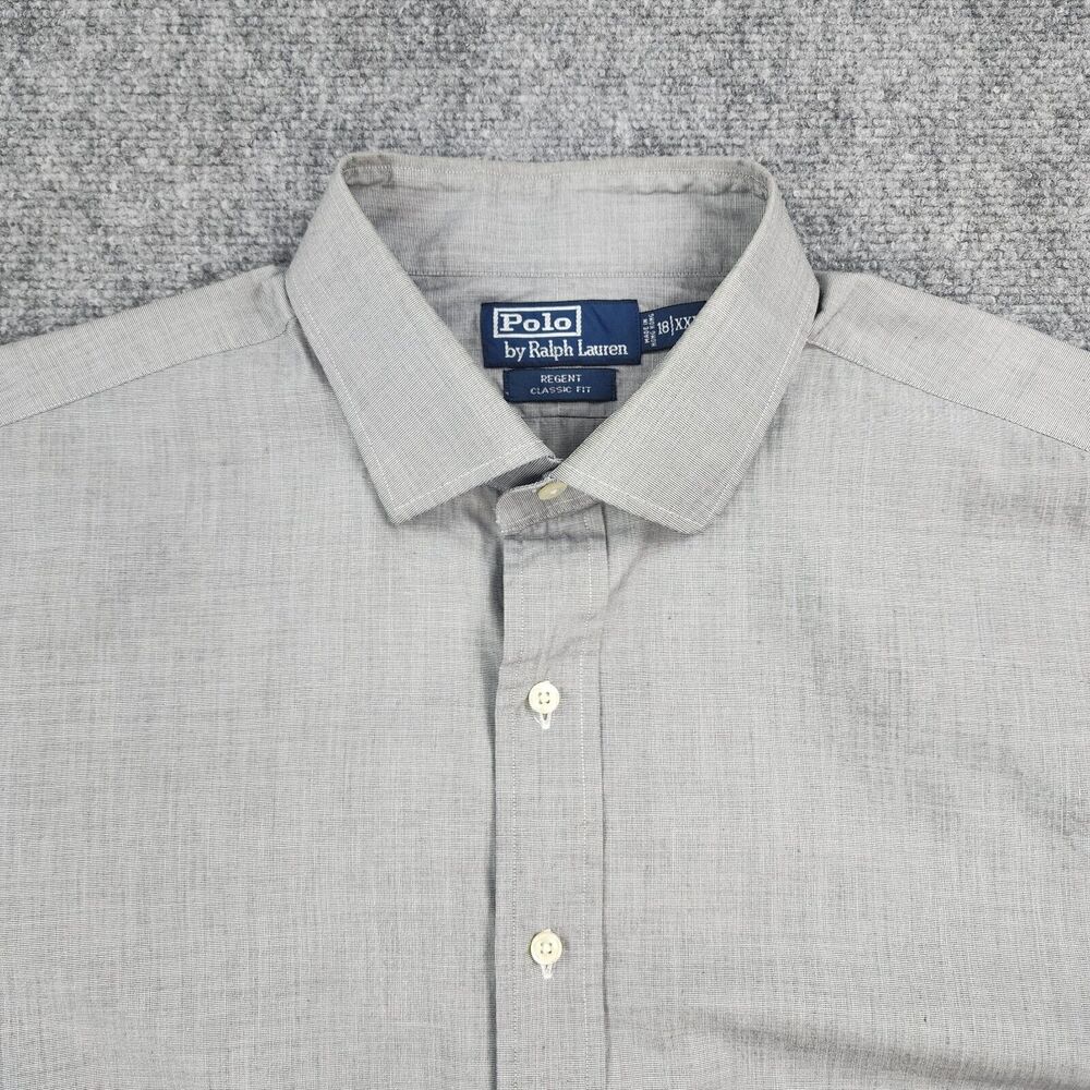 Vintage Polo Ralph Lauren Shirt Mens 18 XXL Gray Regent Classic Fit Button Up